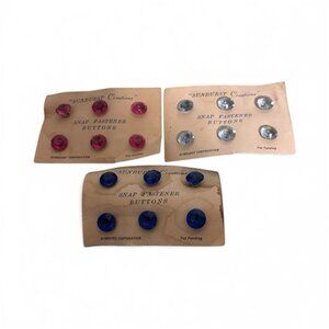 Vintage Rhinestone Snap Buttons by Sunburst Creations – 1950s Lot Jeweled